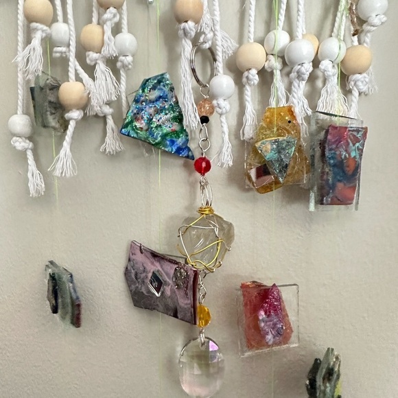 OOAK Assemblage Art Sculpture Hanging Decor Resin Handmade Mosaic Indoor/Outdoor - Picture 16 of 16